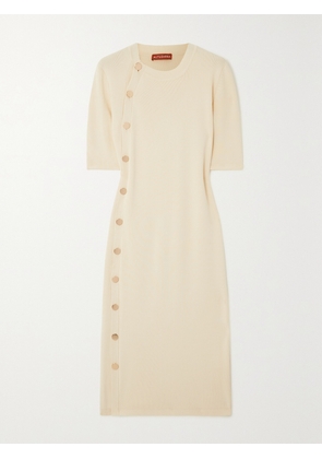 Altuzarra - Topaz Button-detailed Ribbed-knit Midi Dress - Ivory - x small,small,medium,large,x large