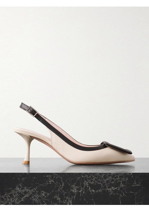Roger Vivier - Viv In The City 65 Two-tone Leather Point-toe Slingback Pumps - White - IT34,IT34.5,IT35,IT35.5,IT36,IT36.5,IT37,IT37.5,IT38,IT38.5,IT39,IT39.5,IT40,IT40.5,IT41,IT41.5,IT42