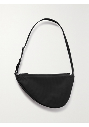 The Row - Slouchy Banana Two Leather-trimmed Canvas Shoulder Bag - Black - One size