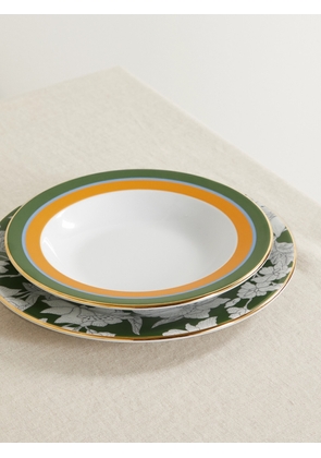 La DoubleJ - Libellula Gold-plated Porcelain Soup And Dinner Plate Set - Green - One size