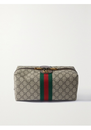 Gucci - Leather-trimmed Coated-canvas Jacquard Cosmetics Case - Brown - One size
