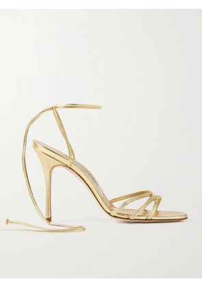 Manolo Blahnik - Leva 105 Metallic Leather Sandals - Gold - IT34,IT35,IT35.5,IT36,IT36.5,IT37,IT37.5,IT38,IT38.5,IT39,IT39.5,IT40,IT40.5,IT41,IT41.5,IT42,IT42.5,IT43
