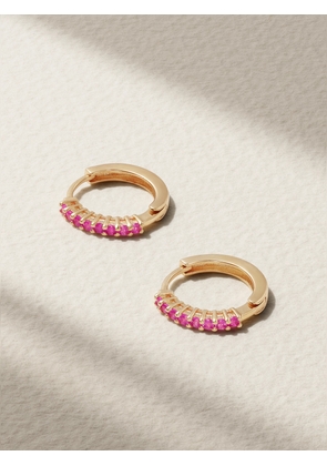 Mateo - 14-karat Gold Sapphire Hoop Earrings - Red - One size