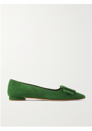 Manolo Blahnik - Maysale Suede Point-toe Flats - Green - IT35,IT36,IT36.5,IT37,IT37.5,IT38,IT38.5,IT39,IT39.5,IT40,IT40.5,IT41,IT41.5,IT42,IT43