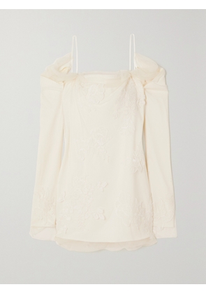 Danielle Frankel - Lucy Cold-shoulder Lace-trimmed Tulle And Cady Mini Dress - Ivory - US0,US2,US4,US6,US8,US10