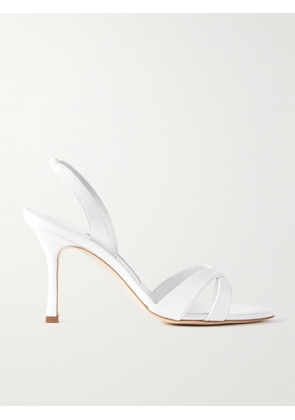 Manolo Blahnik - Callasli 90 Leather Slingback Sandals - White - IT34,IT35,IT35.5,IT36,IT36.5,IT37,IT37.5,IT38,IT38.5,IT39,IT39.5,IT40,IT40.5,IT41,IT41.5,IT42,IT43