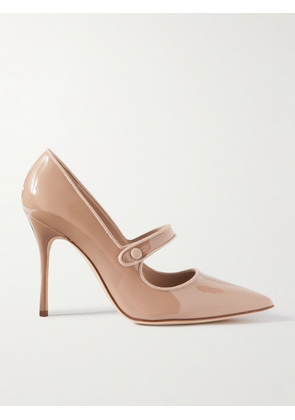 Manolo Blahnik - Campari 105 Grosgrain-trimmed Patent-leather Pumps - Neutrals - IT34,IT35,IT35.5,IT36,IT36.5,IT37,IT37.5,IT38,IT38.5,IT39,IT39.5,IT40,IT40.5,IT41,IT41.5,IT42,IT43