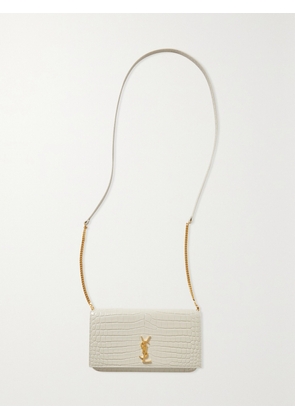 SAINT LAURENT - Cassandre Strap Leather Phone Case - Cream - One size