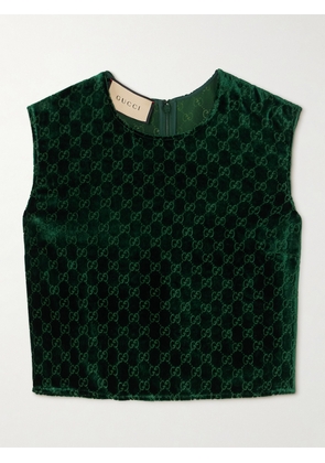 Gucci - Cropped Devoré-velvet Top - Green - IT36,IT38,IT40,IT42,IT44,IT46,IT48,IT50