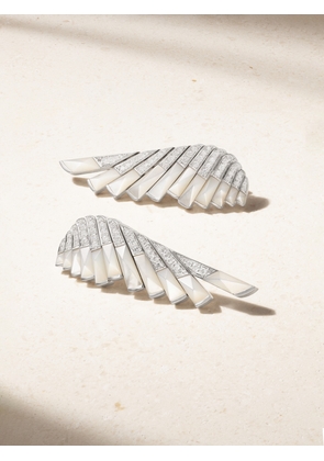 Garrard - Wings Rising 18-karat White Gold, Mother-of-pearl And Diamond Earrings - One size