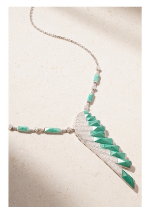 Garrard - Wings Rising 18-karat White Gold, Malachite And Diamond Necklace - One size
