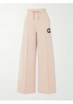 Gucci - Appliquéd Cotton-jersey Straight-leg Track Pants - Pink - XXS,XS,S,M,L,XL,XXL