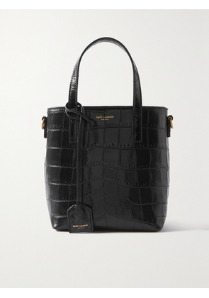 SAINT LAURENT - Mini Toy Shopping Croc-effect Leather Tote - Black - One size