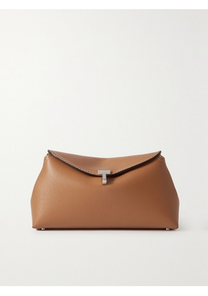 TOTEME - T-lock Textured-leather Clutch - Brown - One size
