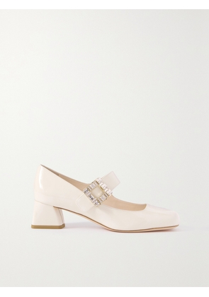Roger Vivier - Très Vivier 45 Crystal-embellished Patent-leather Mary Jane Pumps - White - IT34,IT34.5,IT35,IT35.5,IT36,IT36.5,IT37,IT37.5,IT38,IT38.5,IT39,IT39.5,IT40,IT40.5,IT41,IT41.5,IT42