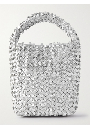Bottega Veneta - Cabat Intrecciato Metallic Leather Bucket Bag - Silver - One size