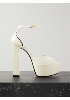 SAINT LAURENT - Jodie Leather Platform Sandals - Ecru - IT34,IT34.5,IT35,IT35.5,IT36,IT36.5,IT37,IT37.5,IT38,IT38.5,IT39,IT39.5,IT40,IT40.5,IT41,IT41.5,IT42