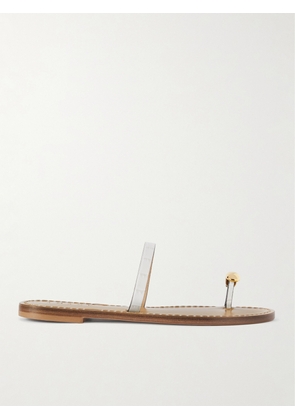 AMANU - The Kibera Embellished Croc-effect Leather Sandals - Cream - US4,US5,US6,US7,US8,US9,US10,US11,US12