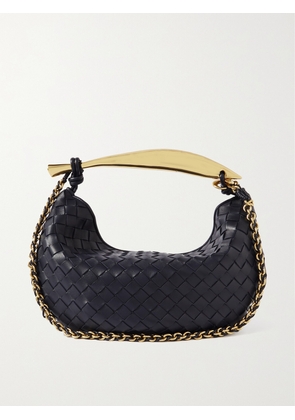 Bottega Veneta - Sardine With Chain Small Intrecciato Leather Shoulder Bag - Blue - One size