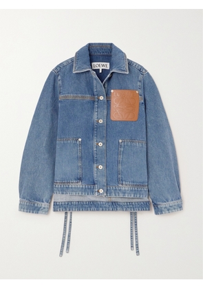 LOEWE - Leather-trimmed Denim Jacket - Blue - FR 32,FR 34,FR 36,FR 38,FR 40,FR 42,FR 44