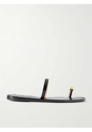 AMANU - The Kibera Embellished Croc-effect Leather Sandals - Black - US4,US5,US6,US7,US8,US9,US10,US11,US12