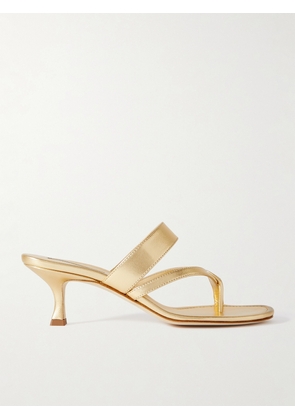 Manolo Blahnik - Susa 50 Metallic Leather Sandals - Gold - IT35,IT35.5,IT36,IT36.5,IT37,IT37.5,IT38,IT38.5,IT39,IT39.5,IT40,IT40.5,IT41,IT41.5,IT42,IT42.5