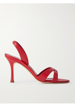 Manolo Blahnik - Callasli 90 Leather Slingback Sandals - Red - IT35,IT35.5,IT36,IT36.5,IT37,IT37.5,IT38,IT38.5,IT39,IT39.5,IT40,IT40.5,IT41,IT41.5,IT42,IT43