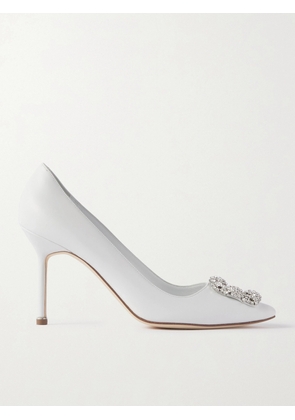 Manolo Blahnik - Hangisi 90 Crystal-embellished Leather Pumps - White - IT34,IT35,IT35.5,IT36,IT36.5,IT37,IT37.5,IT38,IT38.5,IT39,IT39.5,IT40,IT40.5,IT41,IT41.5,IT42,IT43