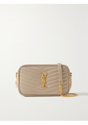 SAINT LAURENT - Lou Mini Matelassé Leather Shoulder Bag - Neutrals - One size