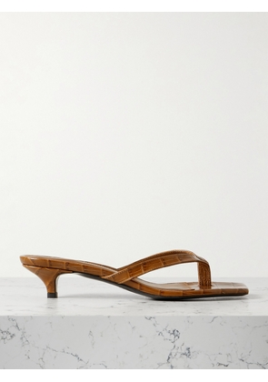 TOTEME - Croc-effect Leather Sandals - Brown - IT35,IT36,IT37,IT38,IT39,IT40,IT41,IT42