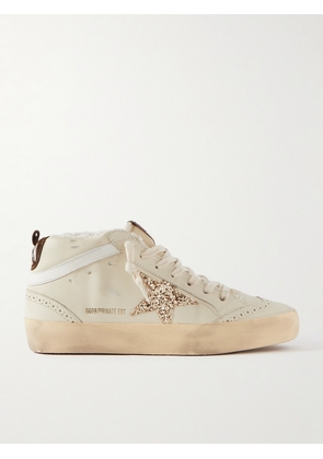 Golden Goose - Superstar Distressed Shearling-lined Rubber And Leather Sneakers - Ivory - IT35,IT36,IT37,IT38,IT39,IT40,IT41,IT42