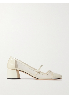 Jimmy Choo - Elisa 45 Embellished Patent-leather And Mesh Mary Jane Pumps - Cream - IT34,IT34.5,IT35,IT35.5,IT36,IT36.5,IT37,IT37.5,IT38,IT38.5,IT39,IT39.5,IT40,IT40.5,IT41,IT42