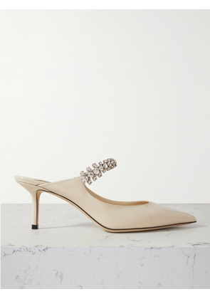 Jimmy Choo - Bing 65 Crystal-embellished Patent-leather Mules - Off-white - IT35,IT35.5,IT36,IT36.5,IT37,IT37.5,IT38,IT38.5,IT39,IT39.5,IT40,IT40.5,IT41,IT41.5,IT42