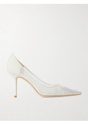 Jimmy Choo - Love 85 Leather-trimmed Crystal-embellished Mesh Pumps - White - IT35.5,IT36,IT36.5,IT37,IT37.5,IT38,IT38.5,IT39,IT39.5,IT40,IT40.5,IT41,IT41.5,IT42