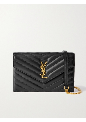 SAINT LAURENT - Cassandre Envelope Mini Matelassé Leather Shoulder Bag - Black - One size