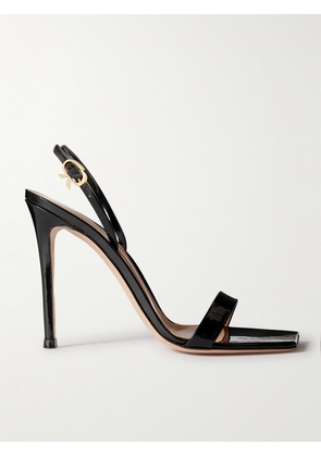 Gianvito Rossi - Ribbon 105 Patent-leather Slingback Sandals - Black - IT35,IT36,IT36.5,IT37,IT37.5,IT38,IT38.5,IT39,IT39.5,IT40,IT40.5,IT41,IT41.5,IT42