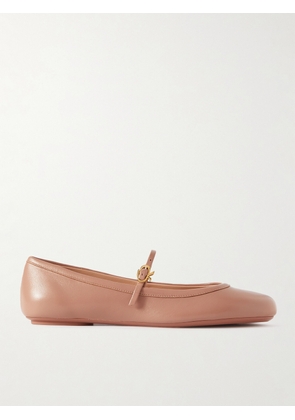 Gianvito Rossi - Carla Leather Mary Jane Ballet Flats - Neutrals - IT34,IT35,IT35.5,IT36,IT36.5,IT37,IT37.5,IT38,IT38.5,IT39,IT39.5,IT40,IT40.5,IT41,IT41.5,IT42