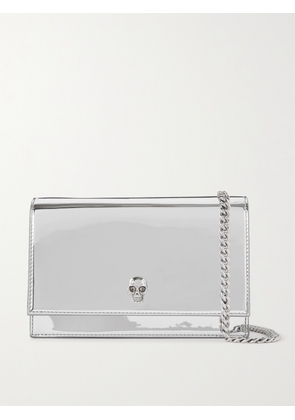 MCQUEEN - Skull Small Mirrored-leather Shoulder Bag - Silver - One size