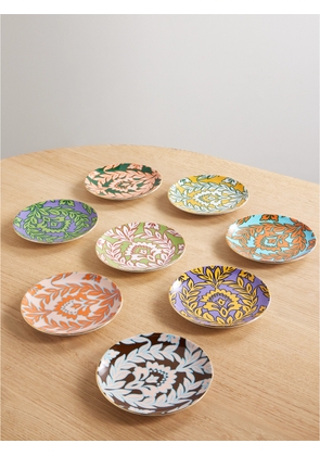 La DoubleJ - Set Of Eight Gold-plated Painted Porcelain Charger Plates - One size