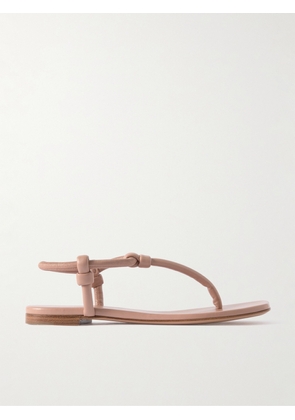 Gianvito Rossi - Juno Thong Knotted Leather Sandals - Neutrals - IT35,IT36,IT36.5,IT37,IT37.5,IT38,IT38.5,IT39,IT39.5,IT40,IT40.5,IT41,IT41.5,IT42