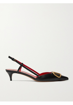 Valentino Garavani - Valentino Garavani Go Logo 40 Embellished Leather Slingback Pumps - Black - IT36,IT36.5,IT37,IT37.5,IT38,IT38.5,IT39,IT39.5,IT40,IT40.5,IT41,IT41.5,IT42