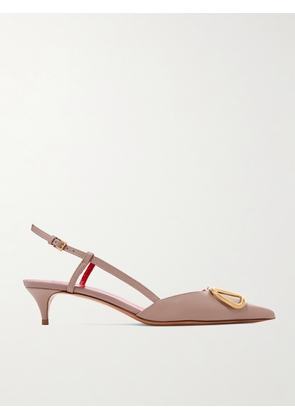 Valentino Garavani - Valentino Garavani Go Logo 40 Embellished Leather Slingback Pumps - Pink - IT36,IT36.5,IT37,IT37.5,IT38,IT38.5,IT39,IT39.5,IT40,IT40.5,IT41,IT41.5,IT42