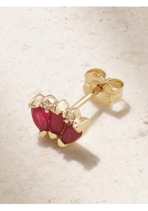 STONE AND STRAND - 10-karat Gold, Ruby And Diamond Single Earring - One size