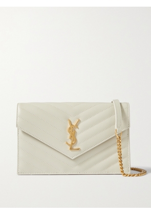 SAINT LAURENT - Cassandre Envelope Chain Matelassé Textured-leather Wallet - Off-white - One size
