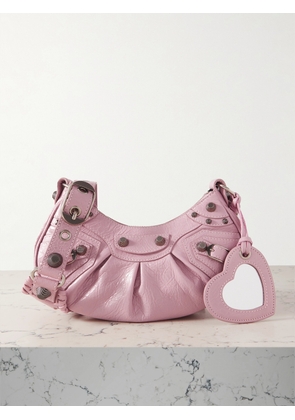 Balenciaga - Le Cagole Xs Studded Crinkled-leather Shoulder Bag - Pink - One size