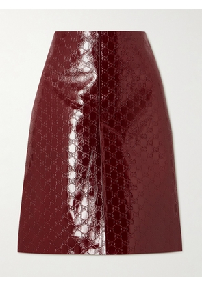 Gucci - Embossed Crinkled Patent-leather Skirt - Red - IT38,IT40,IT42,IT44