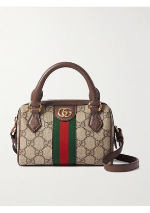 Gucci - Ophidia Mini Leather-trimmed And Webbing-trimmed Printed Coated-canvas Tote - Neutrals - One size