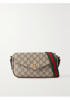 Gucci - Ophidia Leather-trimmed Printed Coated-canvas Shoulder Bag - Brown - One size