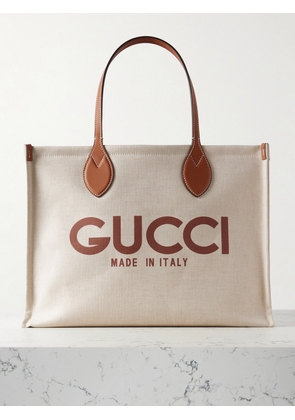 Gucci - Leather-trimmed Printed Canvas Tote - Brown - One size