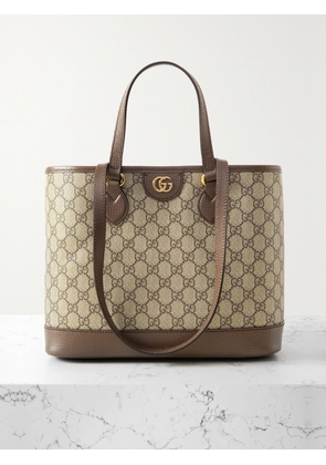 Gucci - Ophidia Tess Embellished Leather-trimmed Printed Coated-canvas Shoulder Bag - Brown - One size